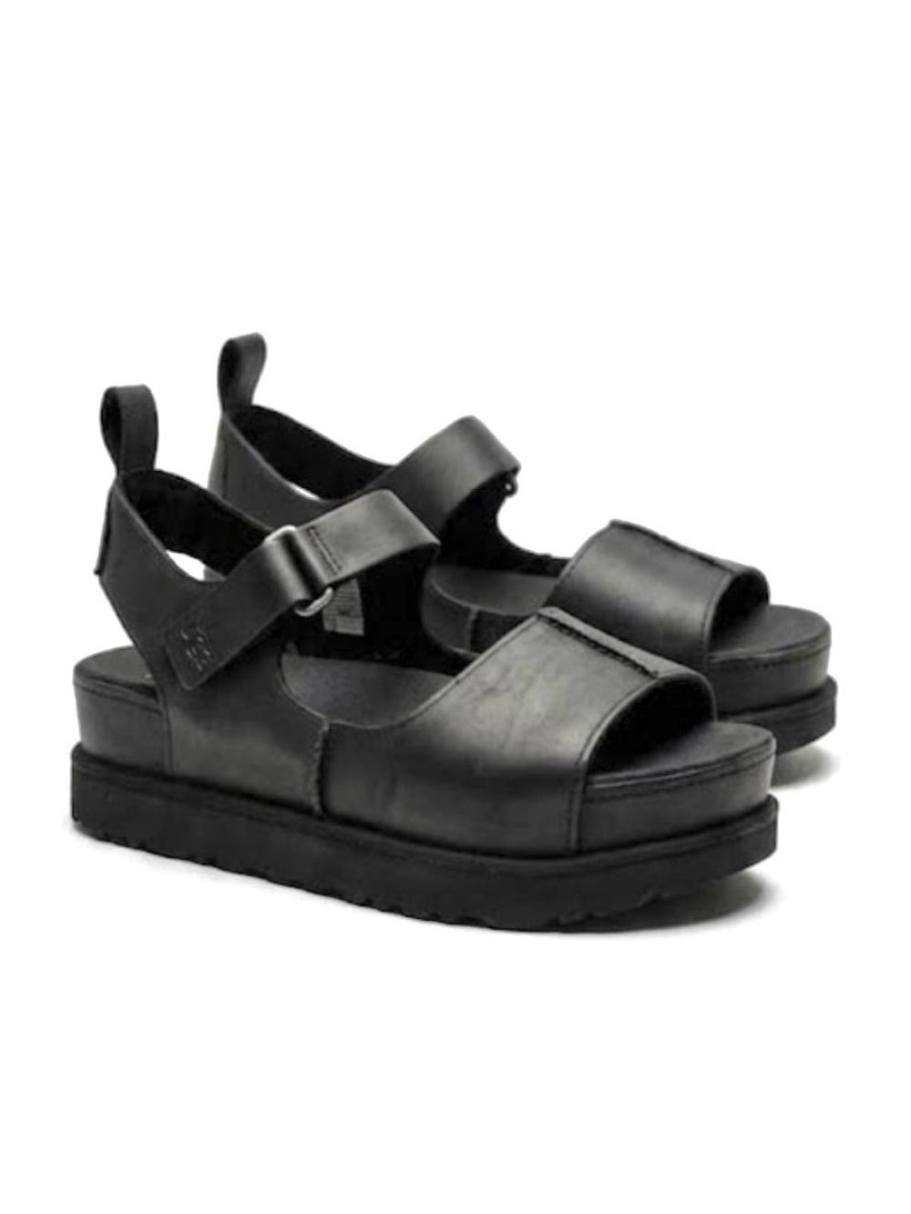 UGG Goldenstar Hi Platform Sandal Black Leather Strap Womens Size 11 New in Box